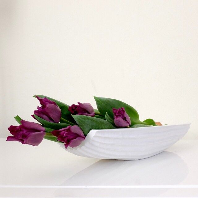 Ciotola in legno - fruttiera - insalatiera - modello Lamina - bianca - L41xP15xH7.5cm