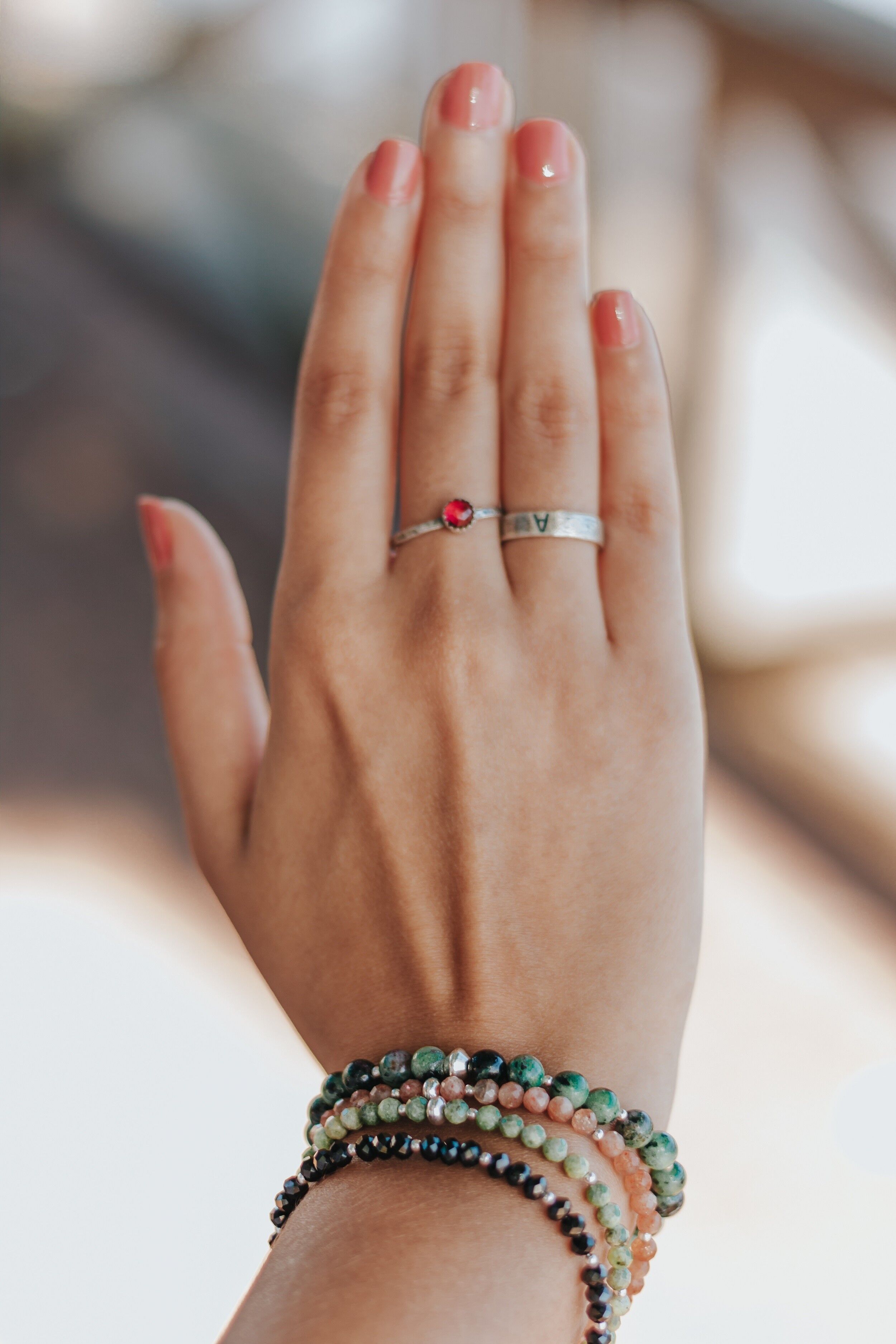 Anello Axé Granato Rodolite Argento 925