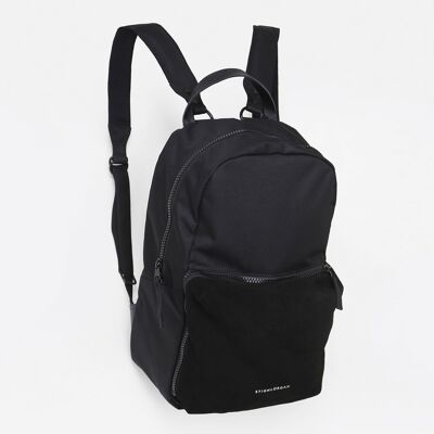 Logan Zip Top Backpack_Suede - Black