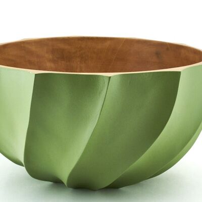 Wooden bowl - fruit bowl - salad bowl - model Nautilus - moss green - XL (Øxh) 30cmx15cm