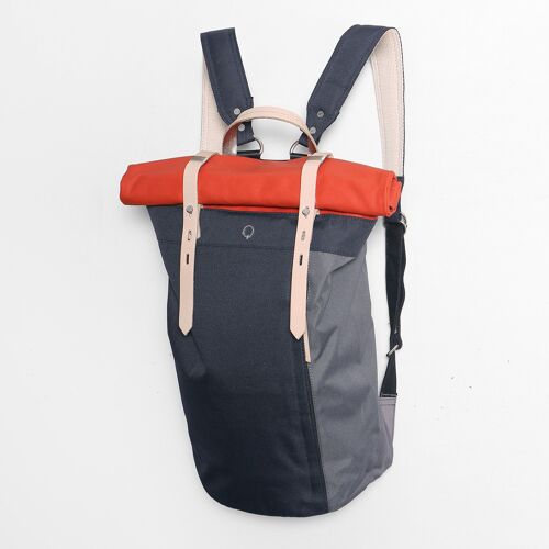 Rori Rolltop Laptop Backpack - navy & visibility orange
