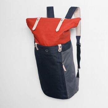 Sac à dos pour ordinateur portable Rori Rolltop - marine et orange visible 5