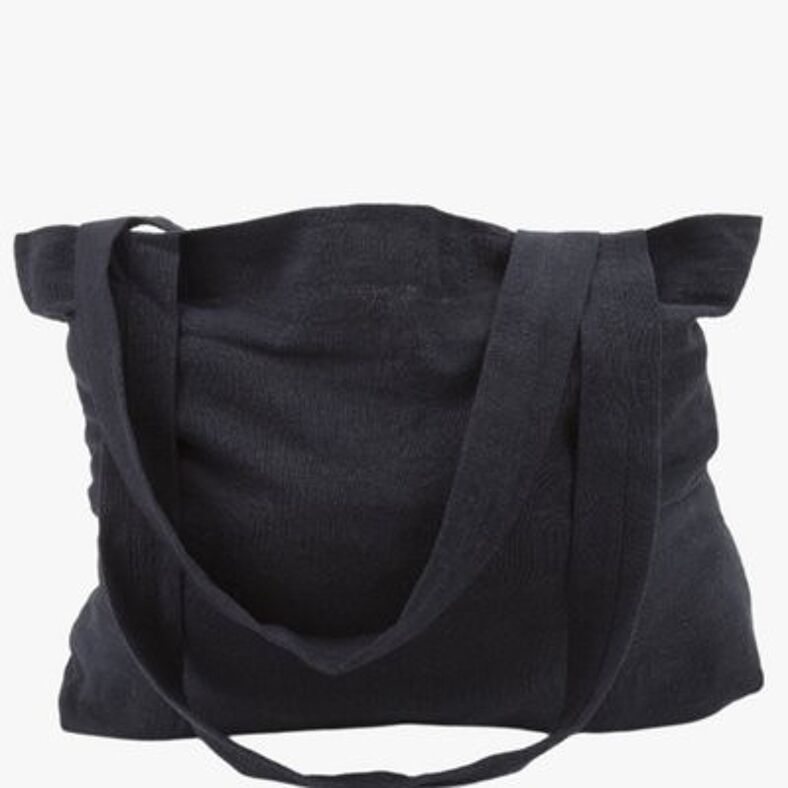 Sac de yoga en lin noir, sac fourre-tout en lin brut avec poche de tapis