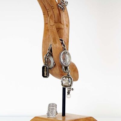 Escultura de madera - mano decorativa - soporte de joyería - natural - vertical L8.5xW8.5xH28.5cm