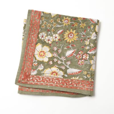 “Indian flowers” printed scarf Kelila Olive