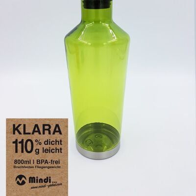 Botella de agua "Klara", 800 ml, verde