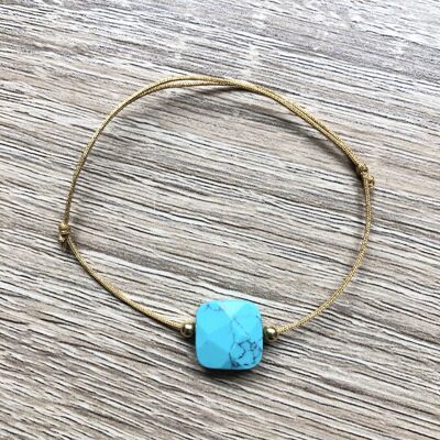 Mia Howlite Türkis Cord Armband Gold