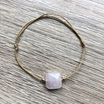 Bracelet Cordon Mia Quartz rose doré 1