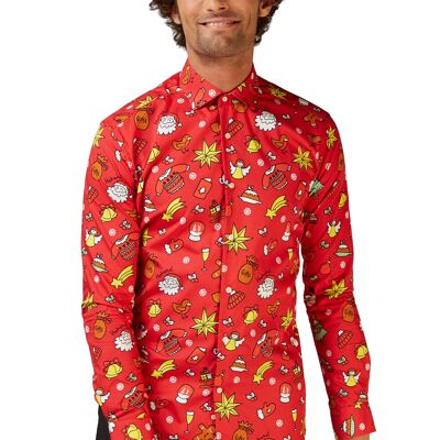 SHIRT LS Christmas Doodle Red