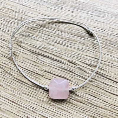 Bracciale cordino Mia Quartz argento rosa