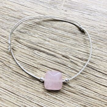 Bracelet Cordon Mia Quartz rose argenté 1