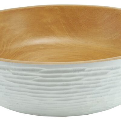 Wooden bowl - fruit bowl - salad bowl - model Carved low - white - XL (Øxh) 30cm x 8.5cm