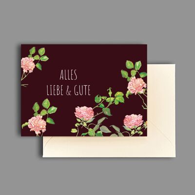 Grußkarte mit Text "Alles Liebe & Gute"