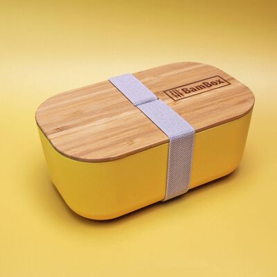 Microwaveable Bamboo Lunch Box (1.1L) - Yellow