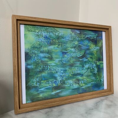 Clean Your Pond, Linda - A3 Print in Natural Frame