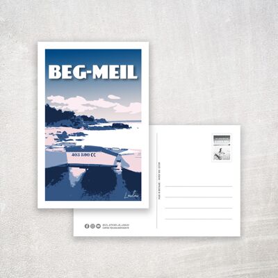 LA CALE DE BEG-MEIL Postkarte - Blau