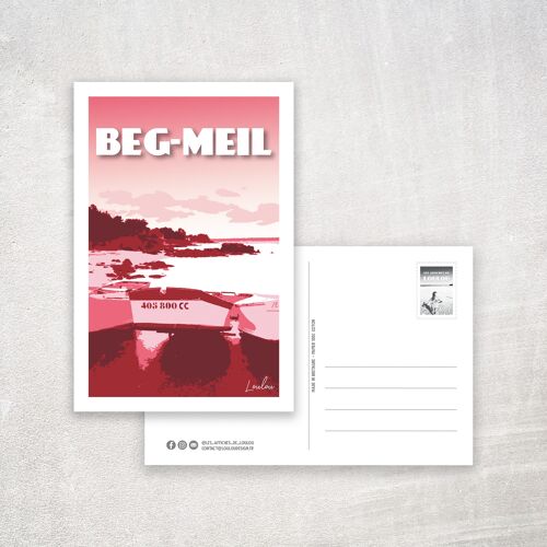 Carte Postale LA CALE DE BEG-MEIL - Rose