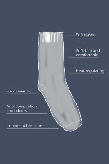 Chaussettes Muju Classique Bleu Marine/Gris Clair 2