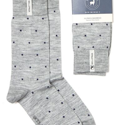 Klassische Muju Socken Hellgrau / Marineblau