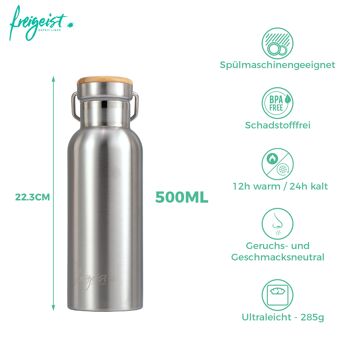 Bouteille thermos en acier inoxydable | Bouteille, à double paroi, isolée sous vide | 500 ml 3