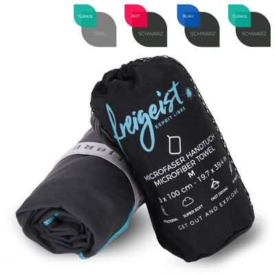 Microfibre towel - 50 x 100 cm, black, quick-drying, highly absorbent, pleasant on the skin