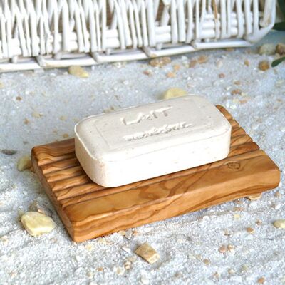 Soap holder with GROOVES and pads on the bottom, olive wood