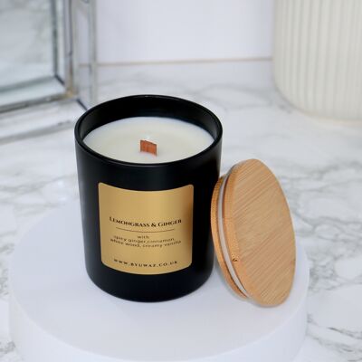 Lemongrass and Ginger Candle - Black Candle Holder