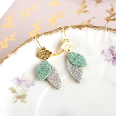Lozaa earrings in light turquoise and silver leather