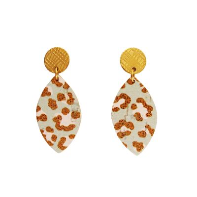 LOAN leopard cork and leather earrings