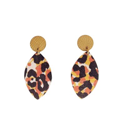 LOAN leopard print cork and leather earrings