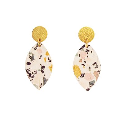 Boucles d'oreilles terrazzo en liège et cuir LOAN