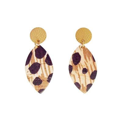 LOAN leopard cork and leather earrings
