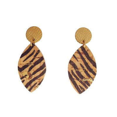 LOAN zebra cork and leather earrings