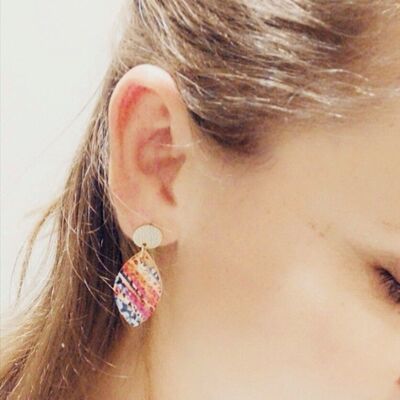 LOAN multicolored cork and leather earrings