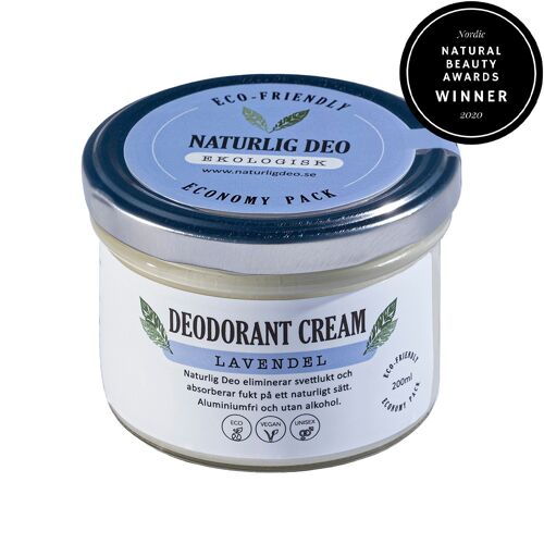Naturlig Deo- Organic deodorant cream Lavender 200ml