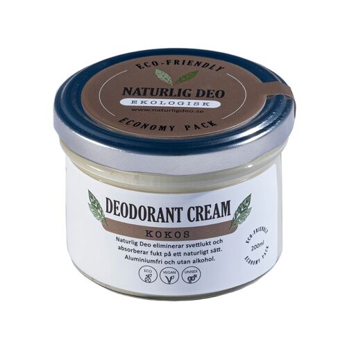 Naturlig Deo- Organic deodorant cream Coconut 200ml