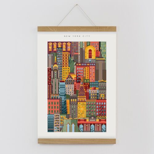 New York A3 Colourful Print
