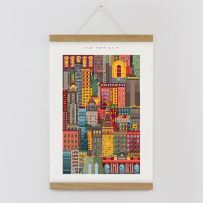 New York A3 Colourful Print