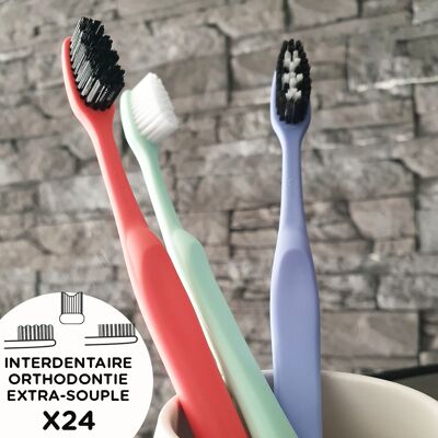 Assortiment brosses à dents techniques en plastique recyclé - Recyclette Expert - 3 expertises