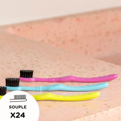 Assortimento di spazzolini da denti per bambini (3-6 anni) in plastica riciclata - P'tite Recyclette - 3 colori