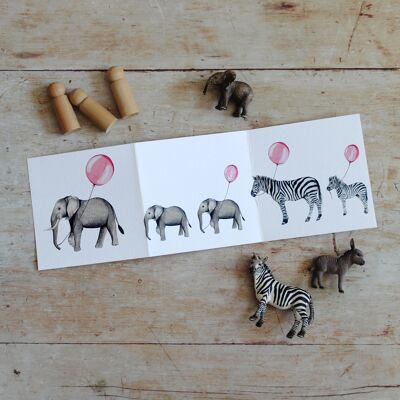 Carte de voeux concertina bébé éléphant
