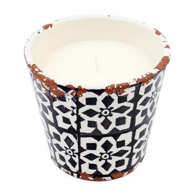 CERAMIC CANDLE MOSAIC 14X12,5CM BLACK / MAGNOLIA