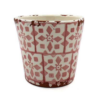 Vela ceramica mosaico 14x12,5cm coral/rosa