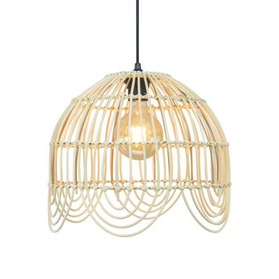 Palmite natural-coloured rattan and metal pendant lamp - Medium Model