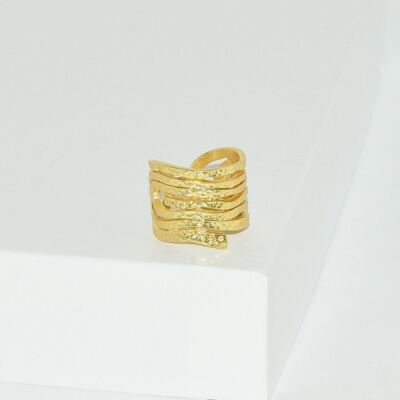 R52102.30 - Bague dorée à l'or fin 24 carats en design de tourbillon