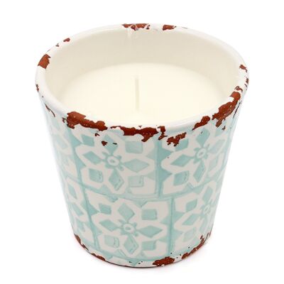 CERAMIC MOSAIC CANDLE 14X12,5CM GREEN / MINT