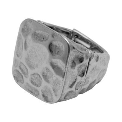 R50222.20 Bague argentée au 925 sterling à texture martelé