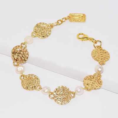 B71545.10 - Bracelet alterné avec disque cubain et couche de perles