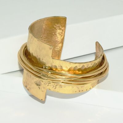 B80038.30 - Bracelet doré à l'or fin 24 Carats effet martelé