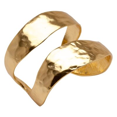 ANNIE - B57016.10 Bracelet martelé doré à l'or fin 24 carats mat de forme onduleuse
